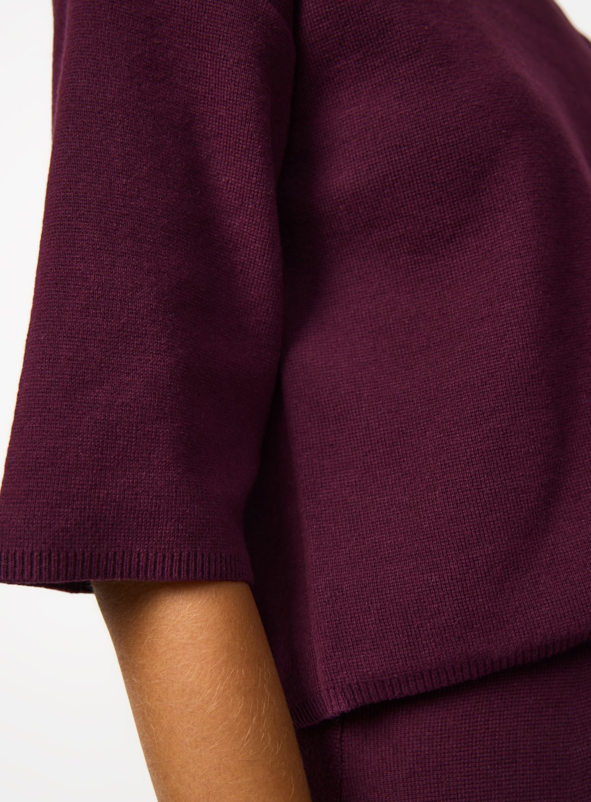 Dark Red Compact Knitted Boxy Fit T-Shirt L - Image 3 thumbnail